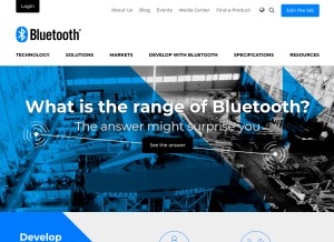 How bluetooth.com looks like on a tablet such as an iPad.