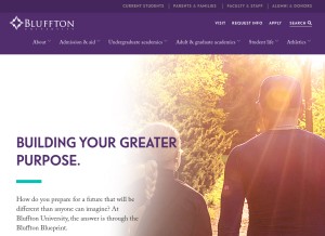 How bluffton.edu looks like on a tablet such as an iPad.