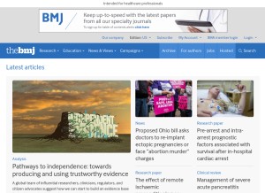 How bmj.com looks like on a tablet such as an iPad.