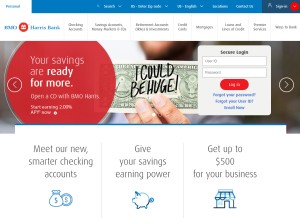 How bmoharris.com looks like on a tablet such as an iPad.