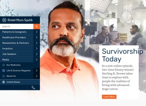 How bms.com looks like on a tablet such as an iPad.