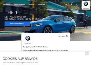 How bmw.de looks like on a tablet such as an iPad.