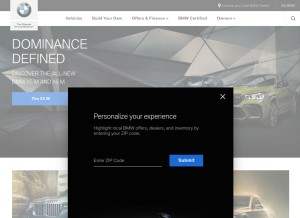 How bmwusa.com looks like on a tablet such as an iPad.