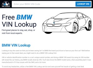 How bmwvinlookup.com looks like on a tablet such as an iPad.