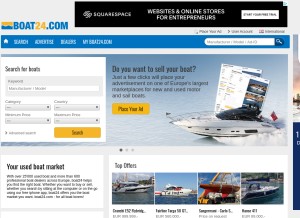 How boat24.com looks like on a tablet such as an iPad.