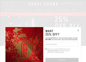 How bobbibrown.com looks like on a tablet such as an iPad.