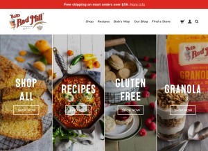 How bobsredmill.com looks like on a tablet such as an iPad.