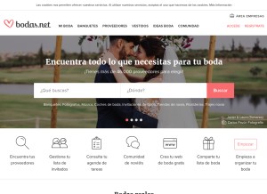 How bodas.net looks like on a tablet such as an iPad.