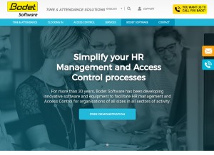 How bodet-software.com looks like on a tablet such as an iPad.