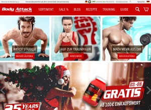 How body-attack.de looks like on a tablet such as an iPad.