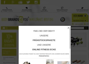 How bodybrands4you.de looks like on a tablet such as an iPad.