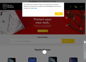 How bodyguardz.com looks like on a tablet such as an iPad.