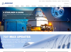 How boeing.com looks like on a tablet such as an iPad.