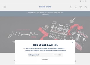 How boeingstore.com looks like on a tablet such as an iPad.