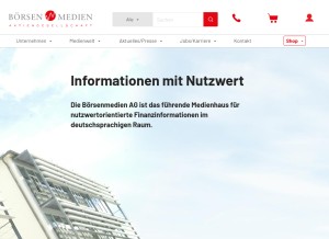 How boersenmedien.com looks like on a tablet such as an iPad.