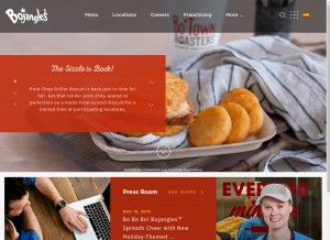 How bojangles.com looks like on a tablet such as an iPad.