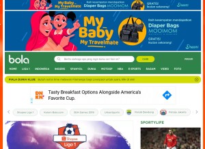 How bola.com looks like on a tablet such as an iPad.