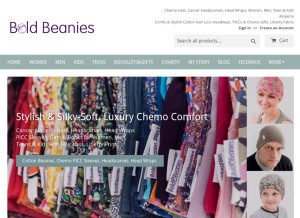 How boldbeanies.com looks like on a tablet such as an iPad.