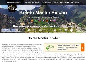 How boletomachupicchu.com looks like on a tablet such as an iPad.
