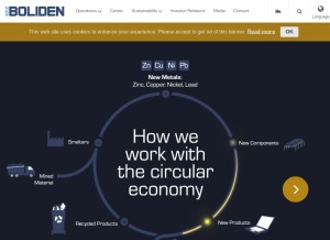 How boliden.com looks like on a tablet such as an iPad.