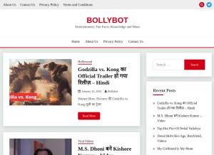 How bollybot.com looks like on a tablet such as an iPad.