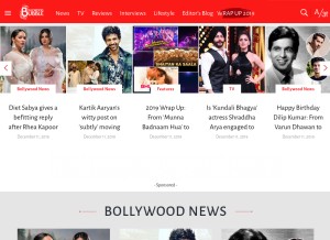 How bollywoodbubble.com looks like on a tablet such as an iPad.