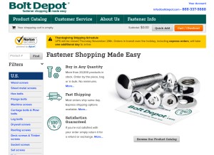 How boltdepot.com looks like on a tablet such as an iPad.