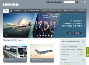 How bombardier.com looks like on a tablet such as an iPad.