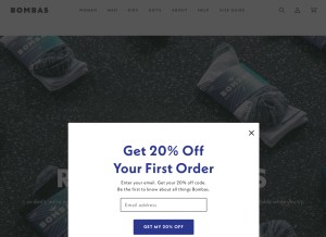 How bombas.com looks like on a tablet such as an iPad.