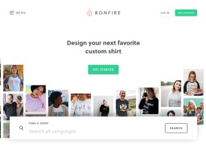 How bonfire.com looks like on a tablet such as an iPad.