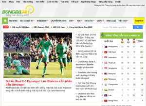 How bongda24h.vn looks like on a tablet such as an iPad.