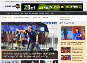 How bongda365.com looks like on a tablet such as an iPad.