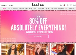 How boohoo.com looks like on a tablet such as an iPad.