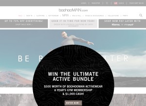 How boohooman.com looks like on a tablet such as an iPad.