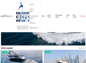 How book.boats looks like on a tablet such as an iPad.