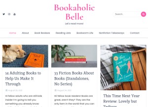 How bookaholicbeller.com looks like on a tablet such as an iPad.