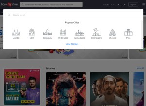How bookmyshow.com looks like on a tablet such as an iPad.