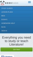 How bookrags.com looks like on a mobile device such as an iPhone.