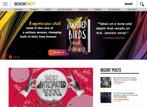 How bookriot.com looks like on a tablet such as an iPad.
