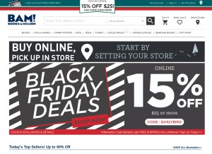 How booksamillion.com looks like on a tablet such as an iPad.