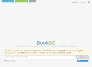 How booksc.xyz looks like on a tablet such as an iPad.