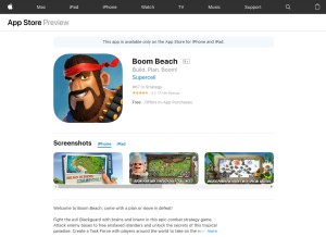 How boombeachgame.com looks like on a tablet such as an iPad.