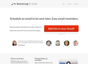 How boomeranggmail.com looks like on a tablet such as an iPad.