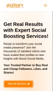 How boost-social-media.com looks like on a mobile device such as an iPhone.