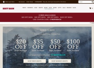 How bootbarn.com looks like on a tablet such as an iPad.