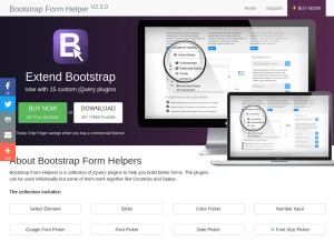 How bootstrapformhelpers.com looks like on a tablet such as an iPad.
