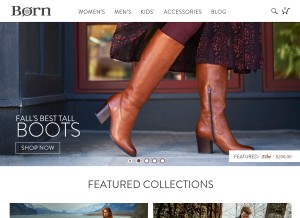 How bornshoes.com looks like on a tablet such as an iPad.