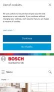 How bosch-home.com looks like on a mobile device such as an iPhone.