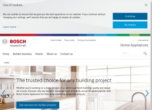 How bosch-home.com looks like on a tablet such as an iPad.