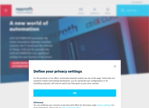 How boschrexroth.com looks like on a tablet such as an iPad.